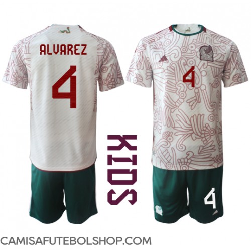 Camisa de time de futebol México Edson Alvarez #4 Replicas 2º Equipamento Infantil Mundo 2022 Manga Curta (+ Calças curtas)